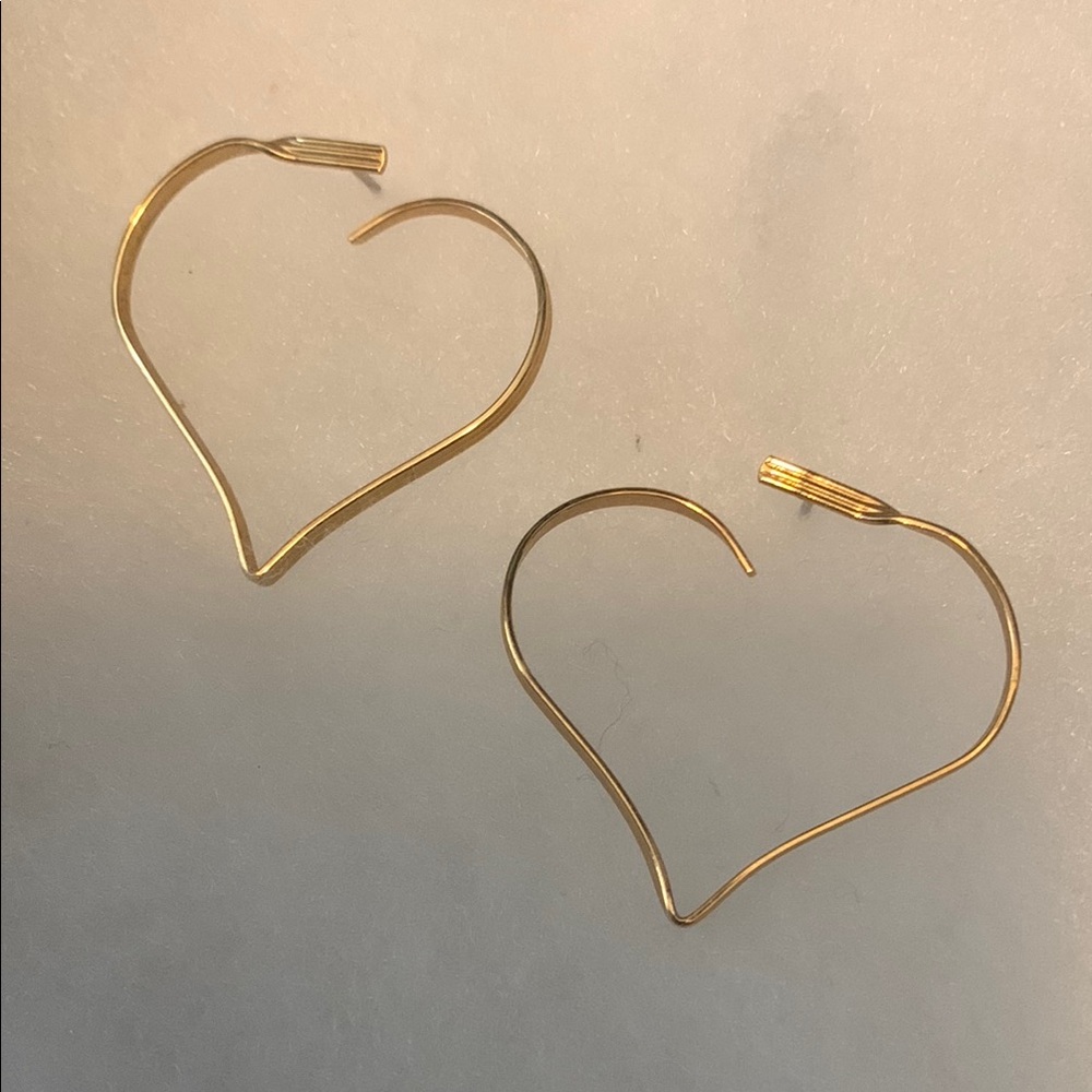 Gold Heart-Shaped Hoop Earrings